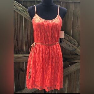 NWT My Michelle Orange Lace Overlay Sleeveless Dress Style 8148LA2D Size M